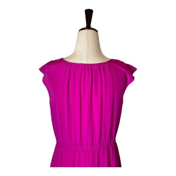 Rebecca Taylor Dress Women 2 Pink Silk Ruffle Elastic Waist‎ Fit And Flare Mini - Picture 5 of 10